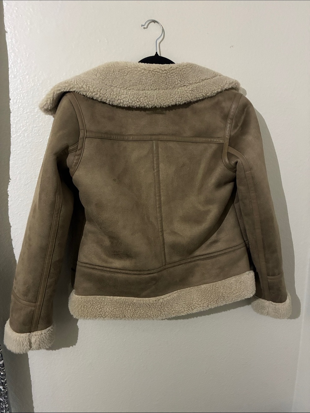 Zara Double Faced Faux Suede Shearling Biker Jacket - Picture 8 of 11